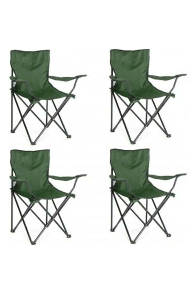 2 Adet Katlanır Taşıma Çantalı Kamp Sandalyesi, Dış Ortam Portatif Taşınabilir Sandalye Yeşil