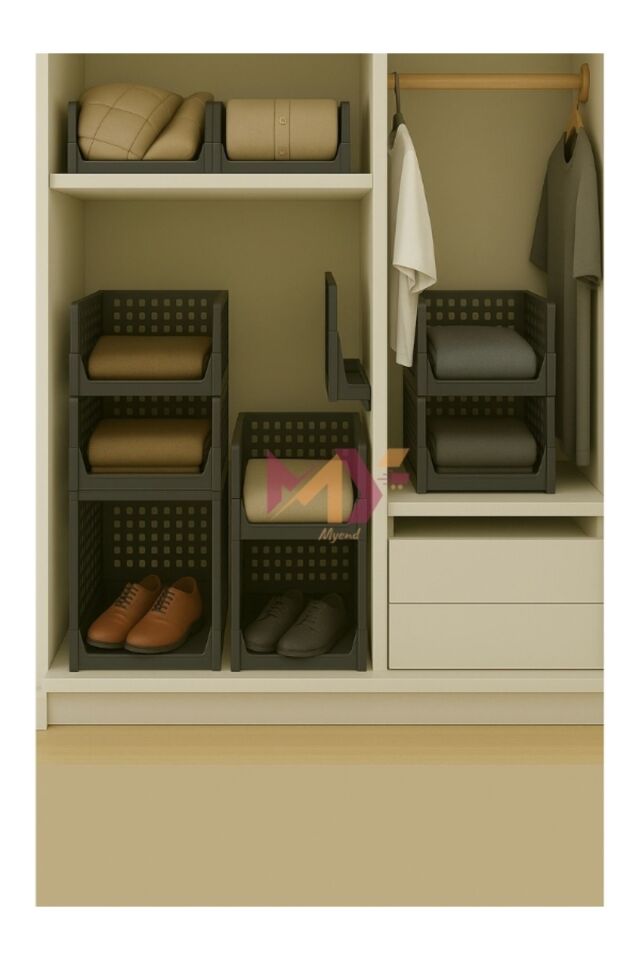 6'lı Kayar Raf Sistemi, Dolap İçi Düzenleyici Modüler Raf Antrasit