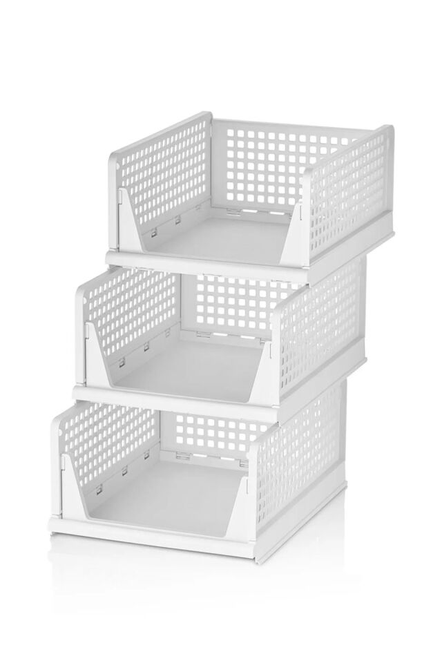 6'lı Kayar Raf Sistemi, Dolap İçi Düzenleyici Modüler Raf Beyaz