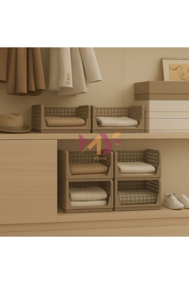 6'lı Kayar Raf Sistemi, Dolap İçi Düzenleyici Modüler Raf Kahverengi