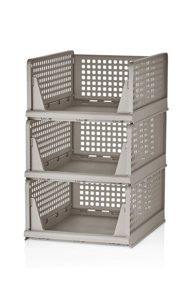 3'lü Kayar Raf Sistemi, Dolap İçi Düzenleyici Modüler Raf Kahverengi