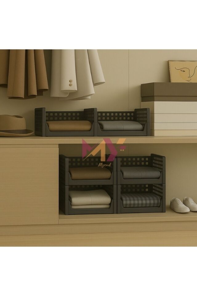 3'lü Kayar Raf Sistemi, Dolap İçi Düzenleyici Modüler Raf Antrasit