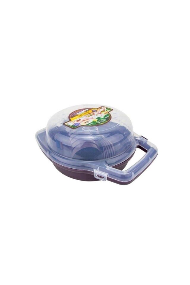 32 Parça Piknik Seti, Kilitli Taşıma Çantalı 32'li Plastik Piknik, Yolculuk Tabak Çatal Bardak Seti Mürdüm