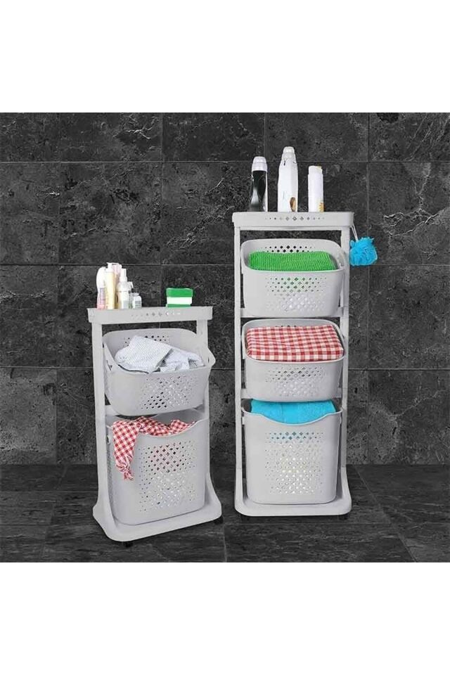 3 Katlı Sepet Titiz Kat Kat Organizer Çok Amaçlı Tekerlekli Banyo Mutfak Düzenleyici NO4 Beyaz